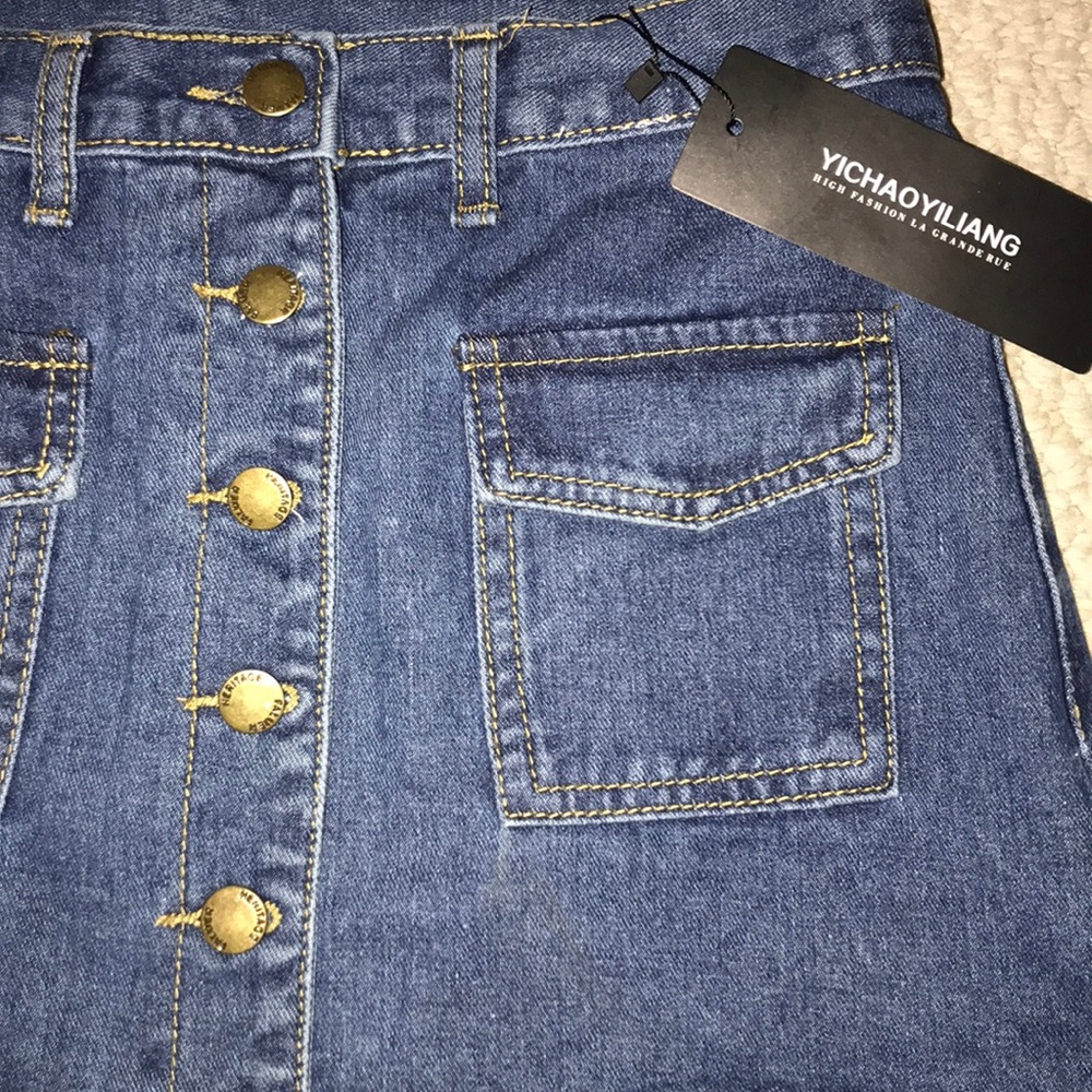 YICHAOYILIANG Button Jean Mom High Waisted Skirt - Picture 6 of 6